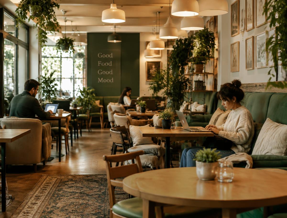 Guests relaxing inside Cozy Cafe